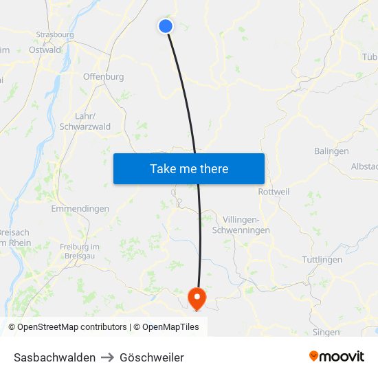 Sasbachwalden to Göschweiler map