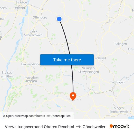 Verwaltungsverband Oberes Renchtal to Göschweiler map