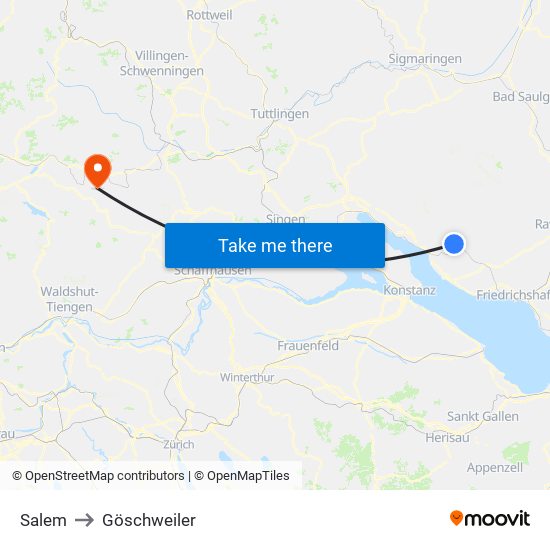Salem to Göschweiler map