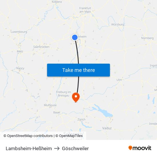 Lambsheim-Heßheim to Göschweiler map