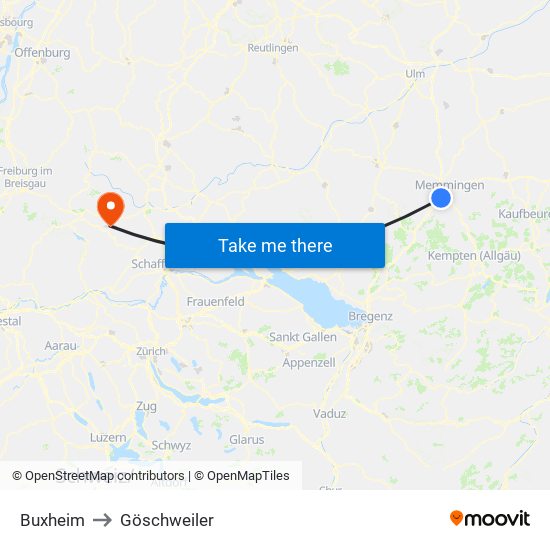 Buxheim to Göschweiler map