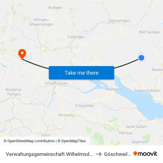 Verwaltungsgemeinschaft Wilhelmsdorf to Göschweiler map