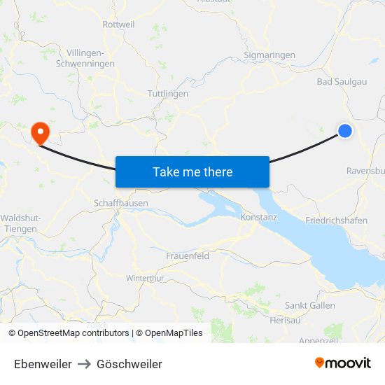 Ebenweiler to Göschweiler map