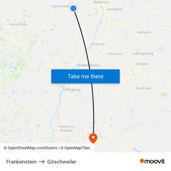 Frankenstein to Göschweiler map