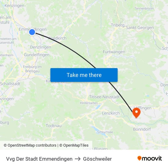 Vvg Der Stadt Emmendingen to Göschweiler map