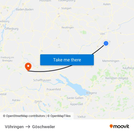 Vöhringen to Göschweiler map
