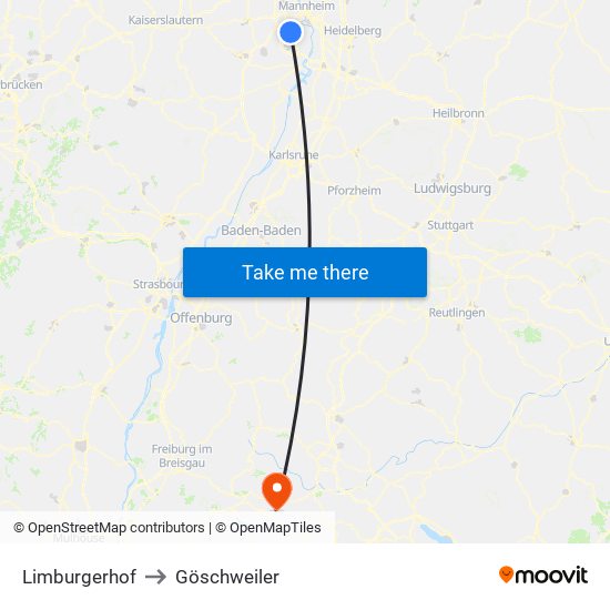 Limburgerhof to Göschweiler map