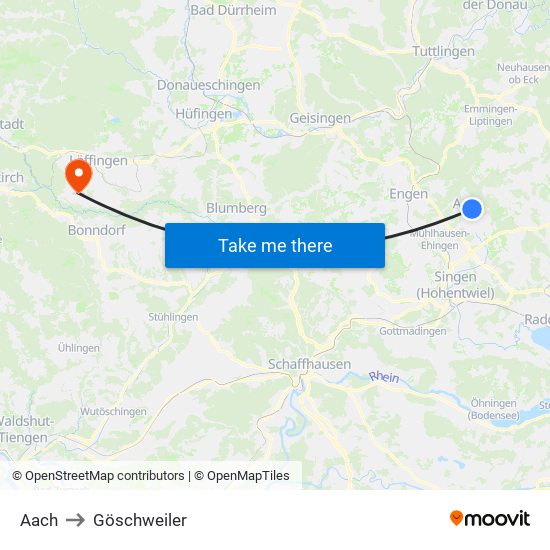 Aach to Göschweiler map