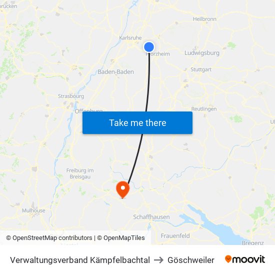 Verwaltungsverband Kämpfelbachtal to Göschweiler map