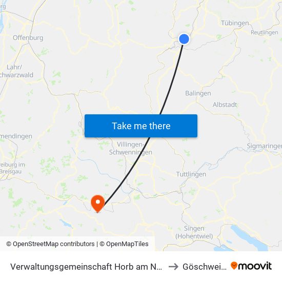 Verwaltungsgemeinschaft Horb am Neckar to Göschweiler map