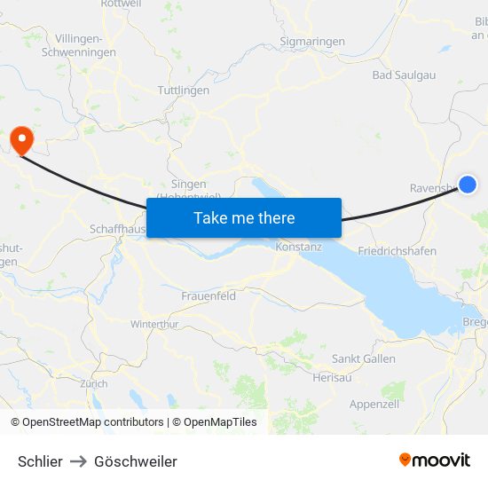 Schlier to Göschweiler map