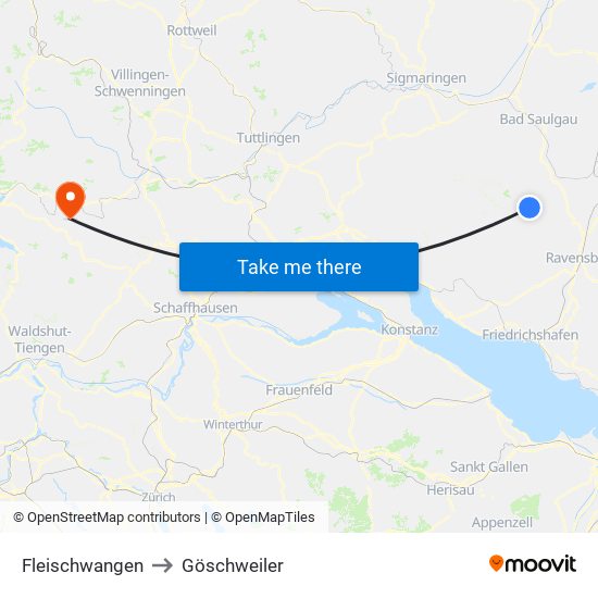 Fleischwangen to Göschweiler map