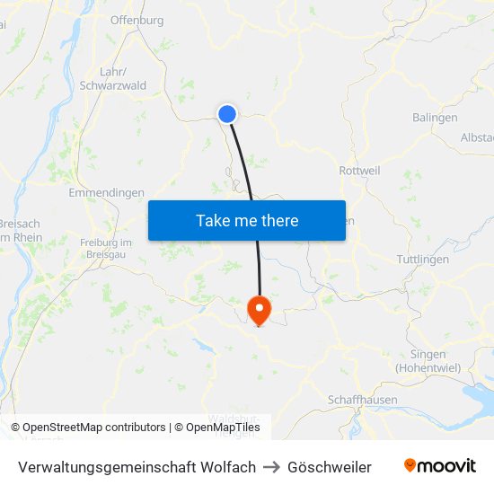 Verwaltungsgemeinschaft Wolfach to Göschweiler map