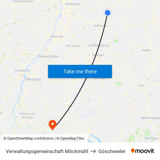 Verwaltungsgemeinschaft Möckmühl to Göschweiler map