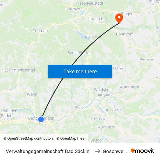 Verwaltungsgemeinschaft Bad Säckingen to Göschweiler map