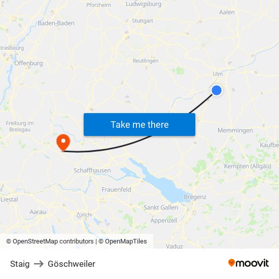 Staig to Göschweiler map