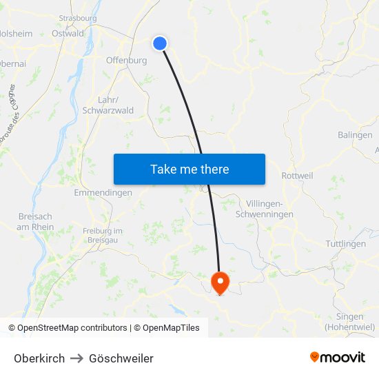 Oberkirch to Göschweiler map