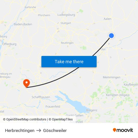 Herbrechtingen to Göschweiler map