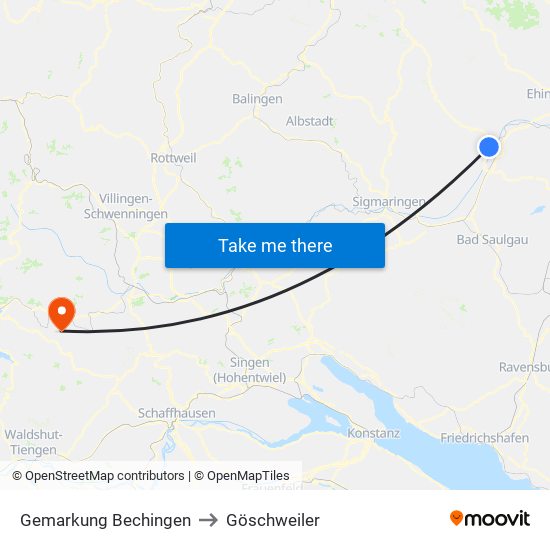 Gemarkung Bechingen to Göschweiler map