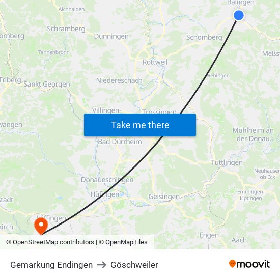 Gemarkung Endingen to Göschweiler map