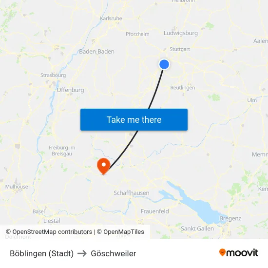 Böblingen (Stadt) to Göschweiler map