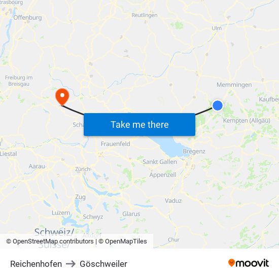 Reichenhofen to Göschweiler map