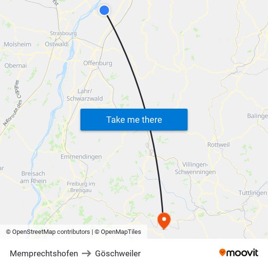 Memprechtshofen to Göschweiler map