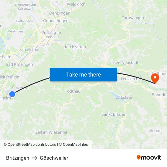 Britzingen to Göschweiler map