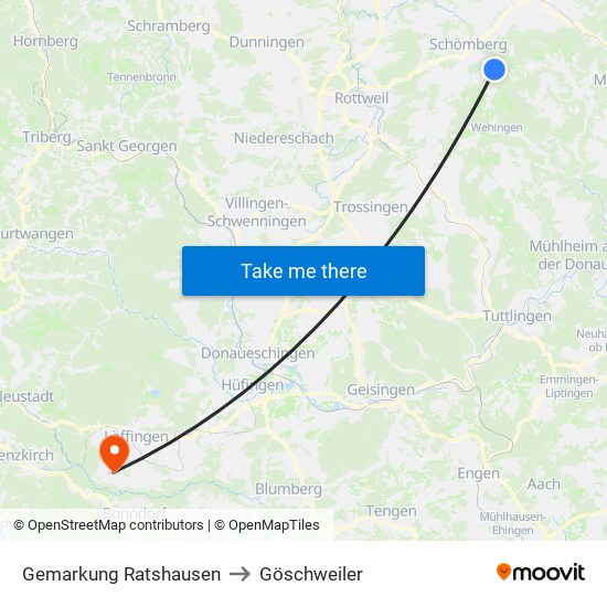 Gemarkung Ratshausen to Göschweiler map