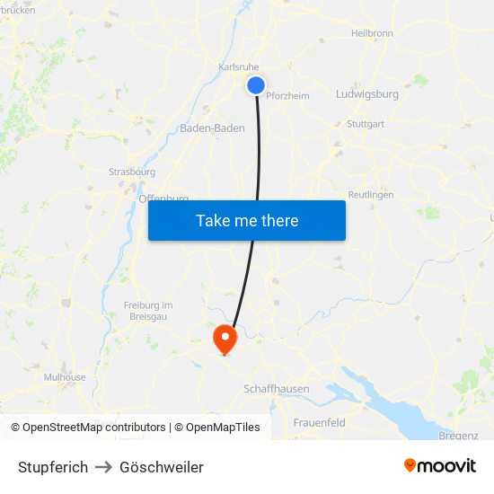 Stupferich to Göschweiler map