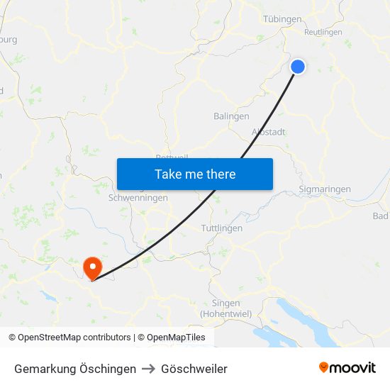 Gemarkung Öschingen to Göschweiler map