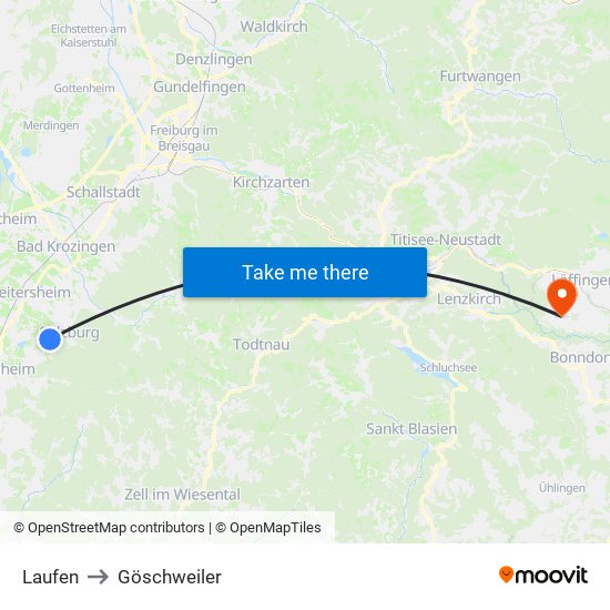 Laufen to Göschweiler map