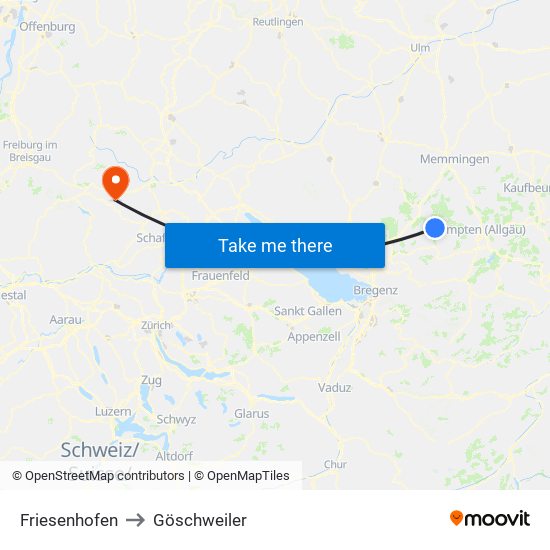 Friesenhofen to Göschweiler map