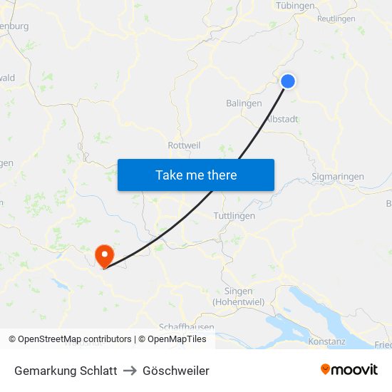 Gemarkung Schlatt to Göschweiler map