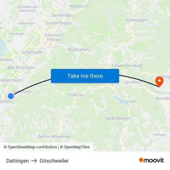 Dattingen to Göschweiler map