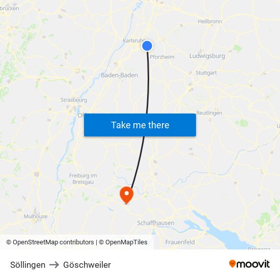 Söllingen to Göschweiler map