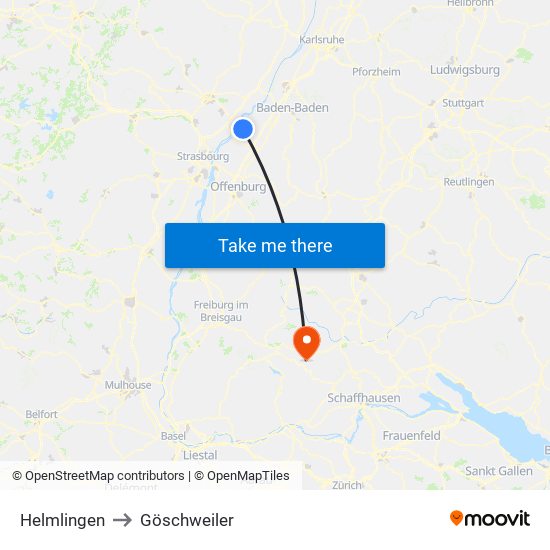 Helmlingen to Göschweiler map