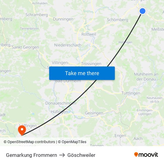 Gemarkung Frommern to Göschweiler map