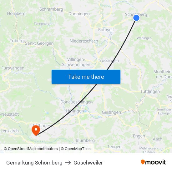 Gemarkung Schömberg to Göschweiler map