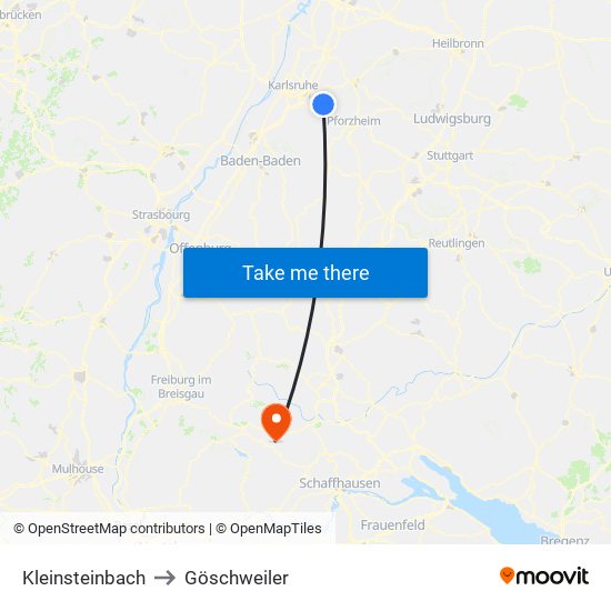 Kleinsteinbach to Göschweiler map
