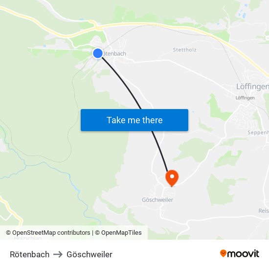 Rötenbach to Göschweiler map