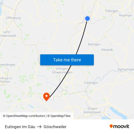 Eutingen Im Gäu to Göschweiler map
