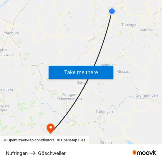 Nufringen to Göschweiler map