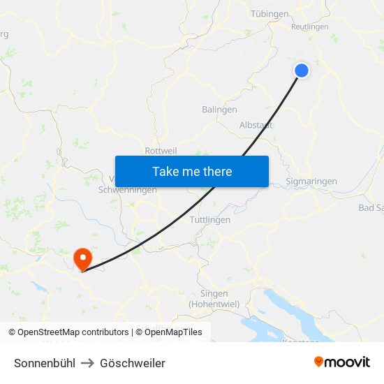 Sonnenbühl to Göschweiler map