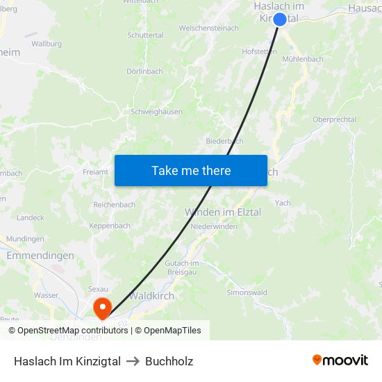 Haslach Im Kinzigtal to Buchholz map