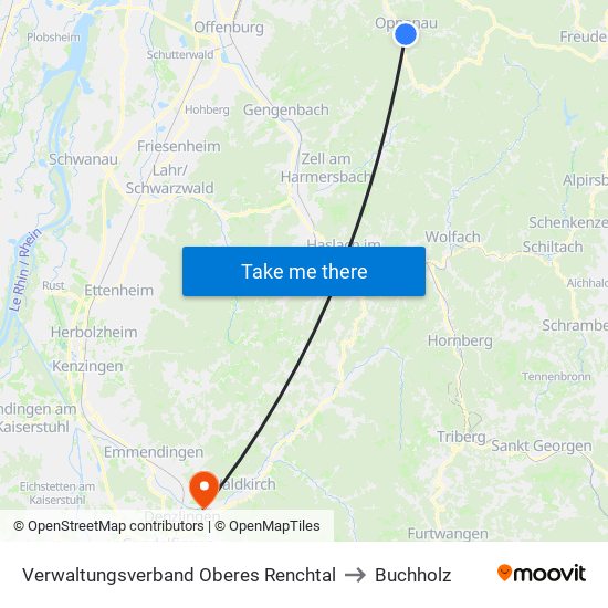 Verwaltungsverband Oberes Renchtal to Buchholz map