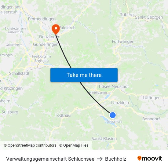 Verwaltungsgemeinschaft Schluchsee to Buchholz map