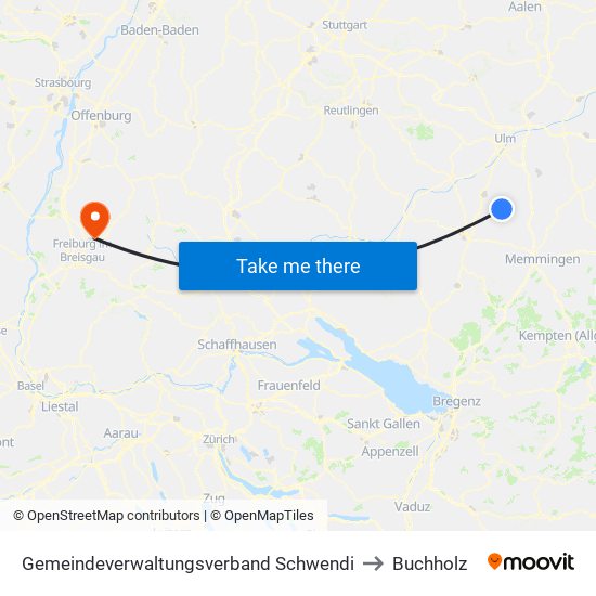 Gemeindeverwaltungsverband Schwendi to Buchholz map