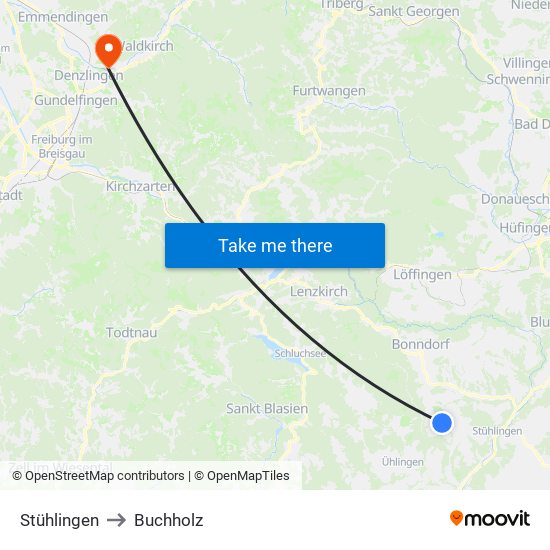 Stühlingen to Buchholz map