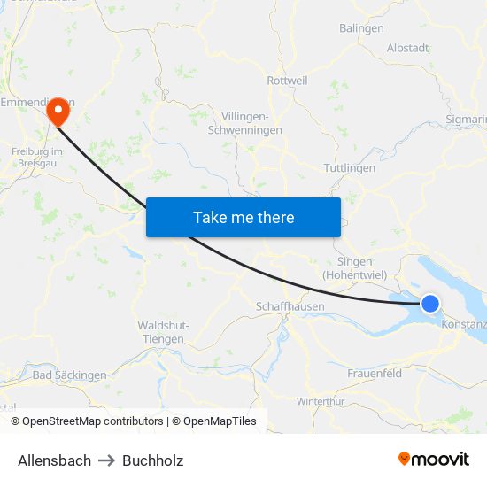 Allensbach to Buchholz map